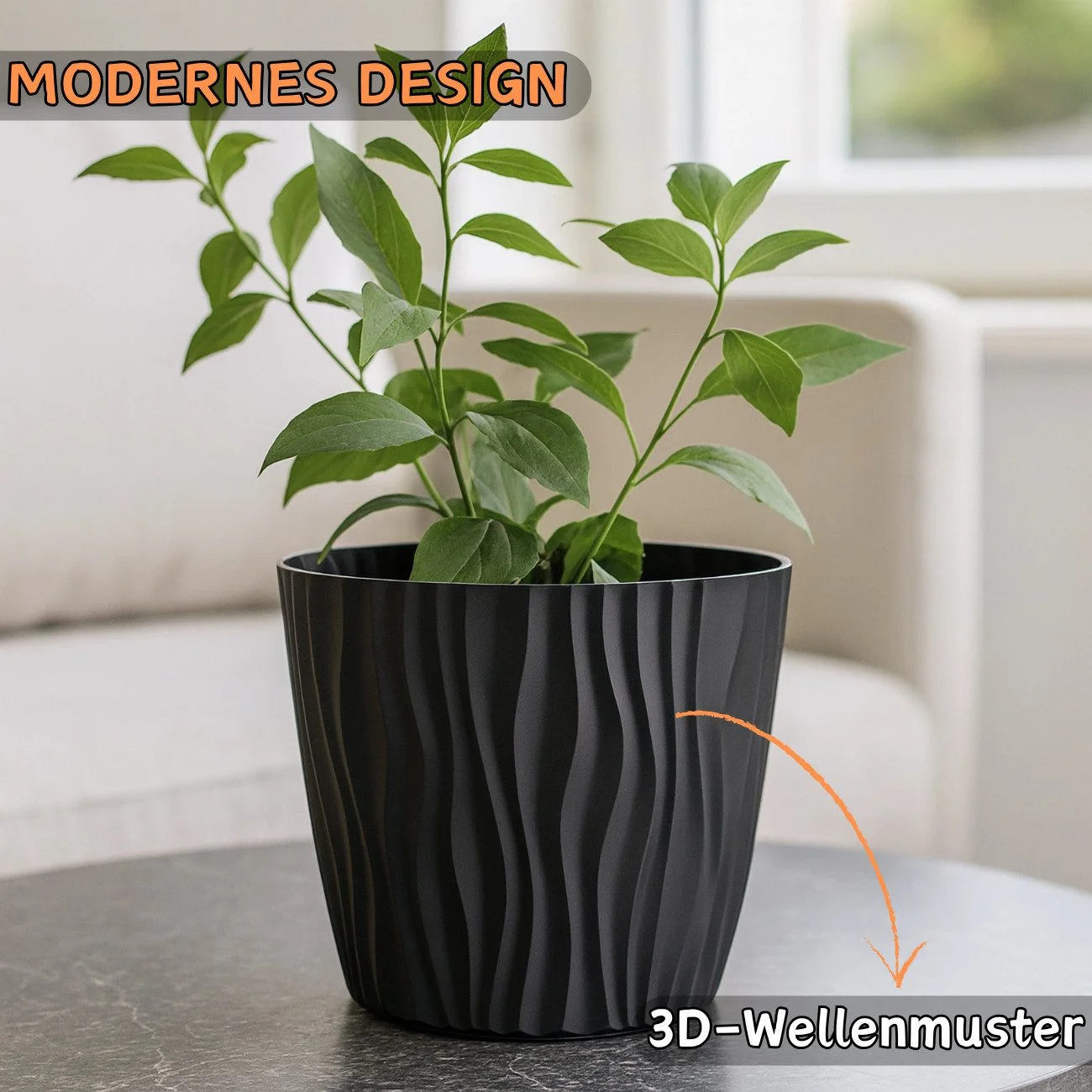 ENGELLAND – Blumentopf mit Drainagesystem & 3D-Wellenoptik